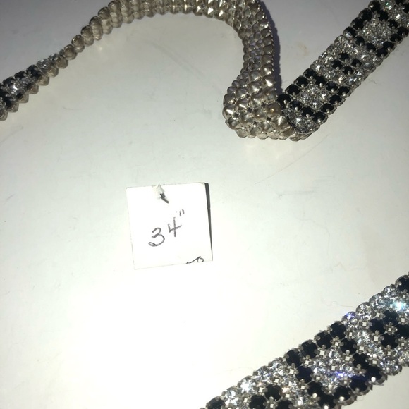 Dazzling black and silver Rhinestone Belt with Buckle 34” long. Get your bling! - Picture 2 of 7